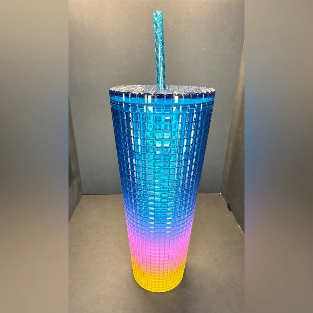 Starbucks Blue, Pink, Yellow, Studded Tumbler with Straw - Picture 3 of 9